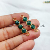 Emerald Connectors, Faceted Emerald Double Bail Connectors, 14K Gold Plated Connector, Green Emerald Charm Connector, Sold By Piece